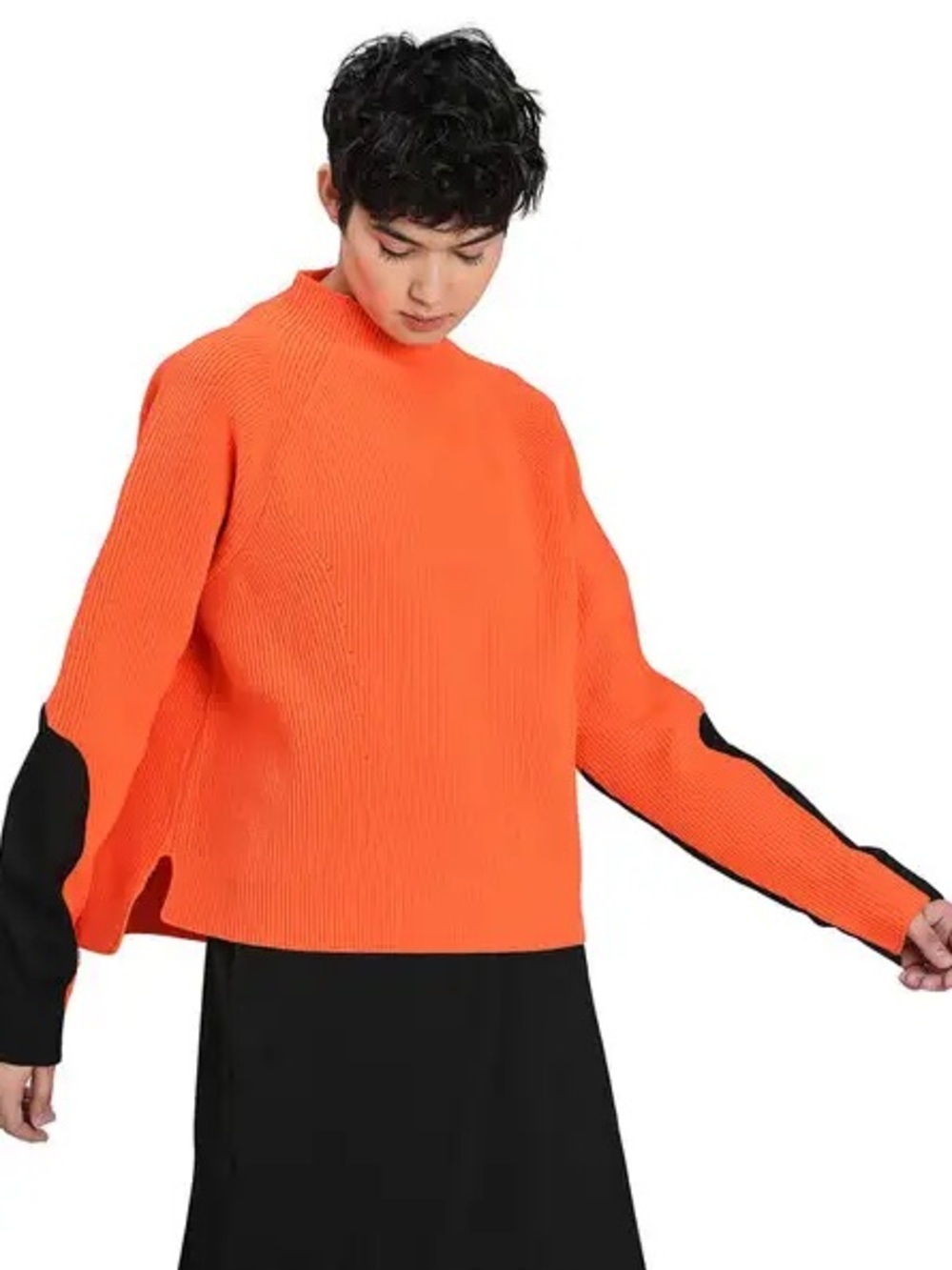 Puma Orange Crewneck Sweater with Black Elbow Panels